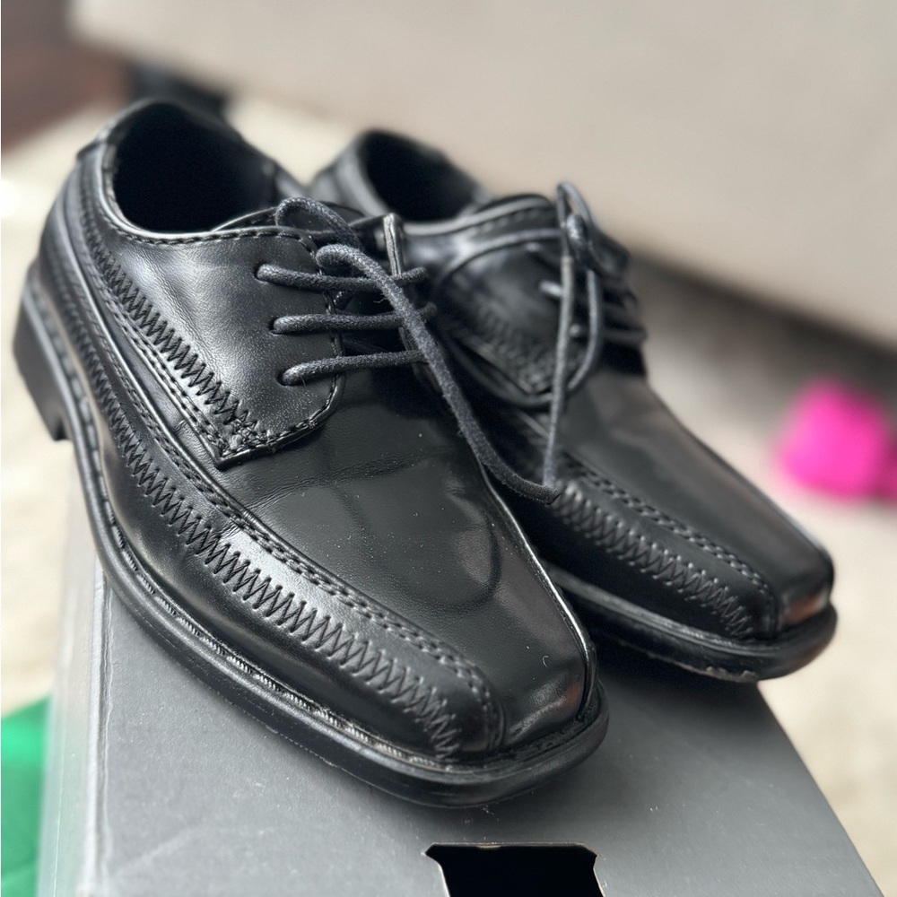 Boys Black Leather Dress Shoes
